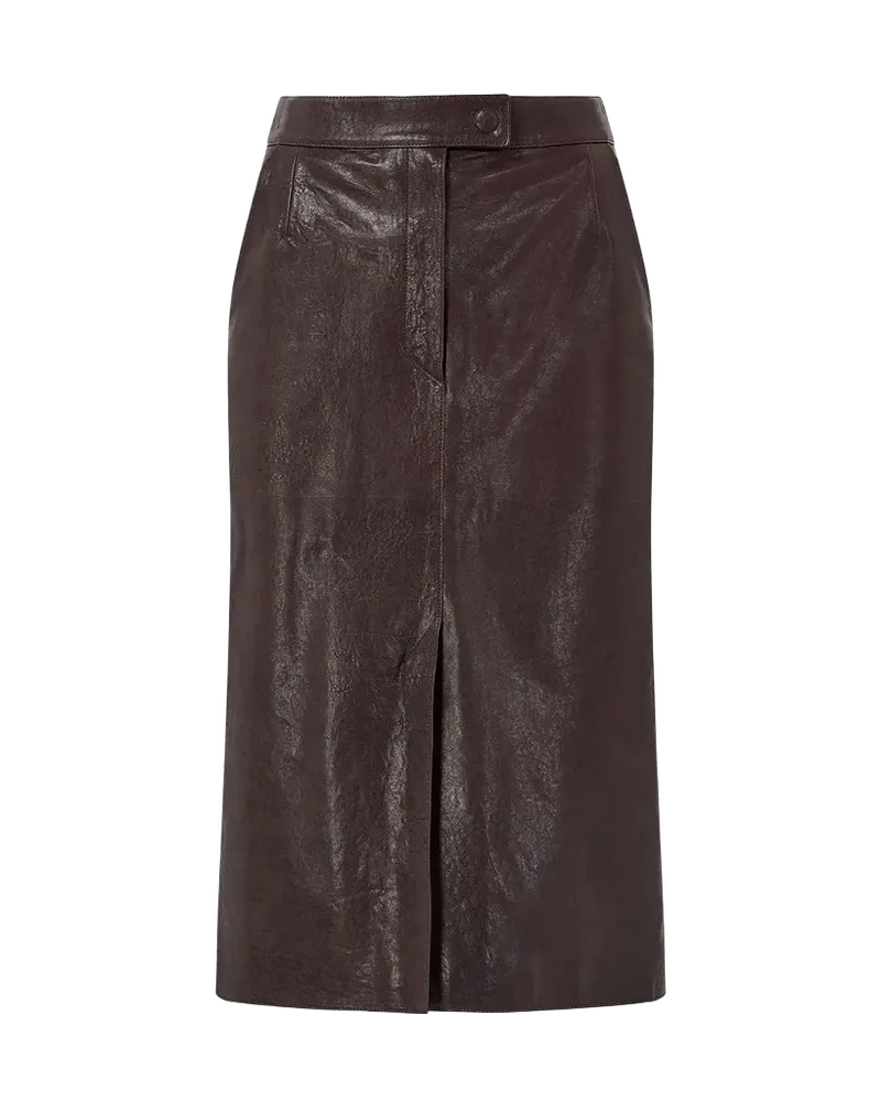 Maëlle Skirt In Leather, Chocolate