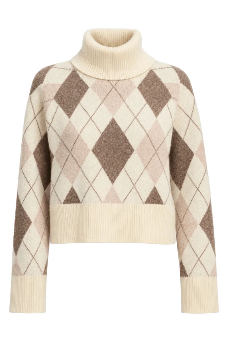 Koda Argyle Knit Turtleneck Sweater