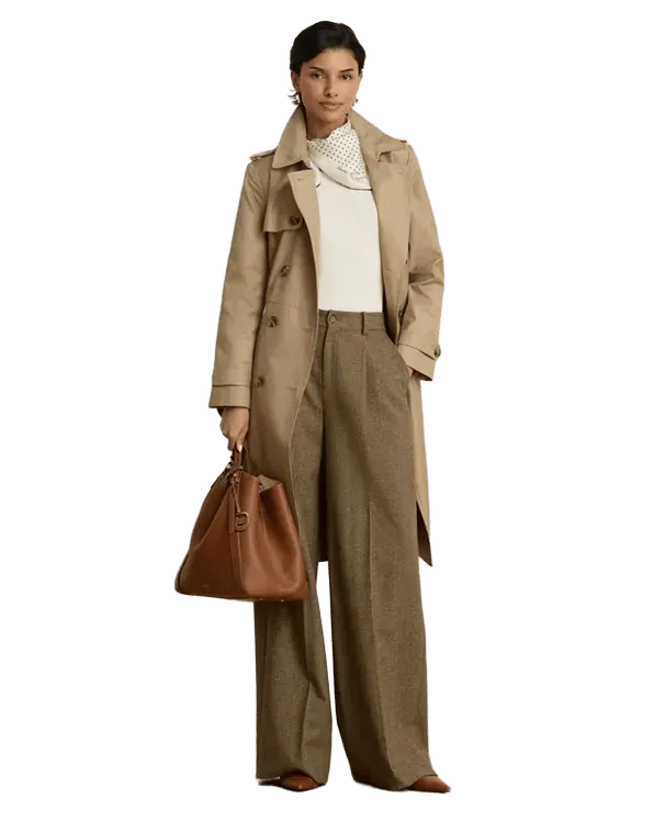 Double-Breasted Cotton-Blend Trench Coat