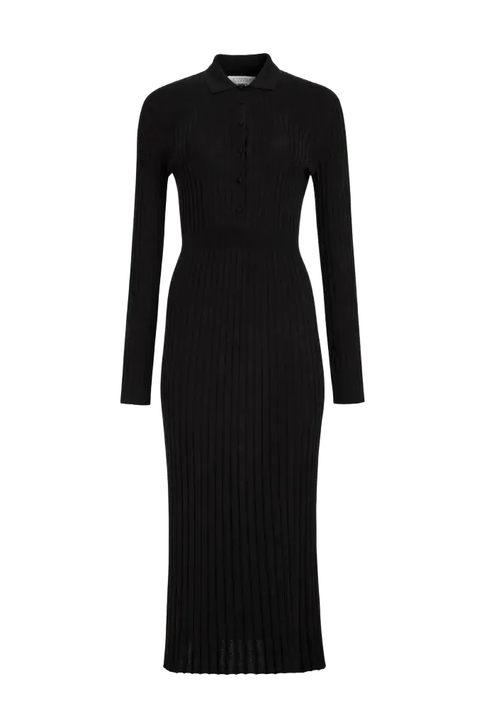 Ardor Knit Maxi Dress in Black Cashmere Silk