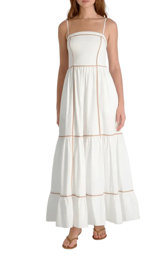 Cambria Contrast Trim Cotton Maxi Dress