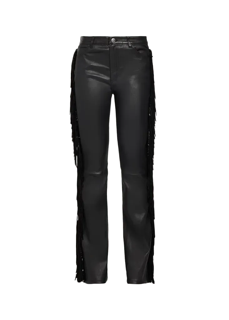 Micro Flare Suede Fringe Leather Pants