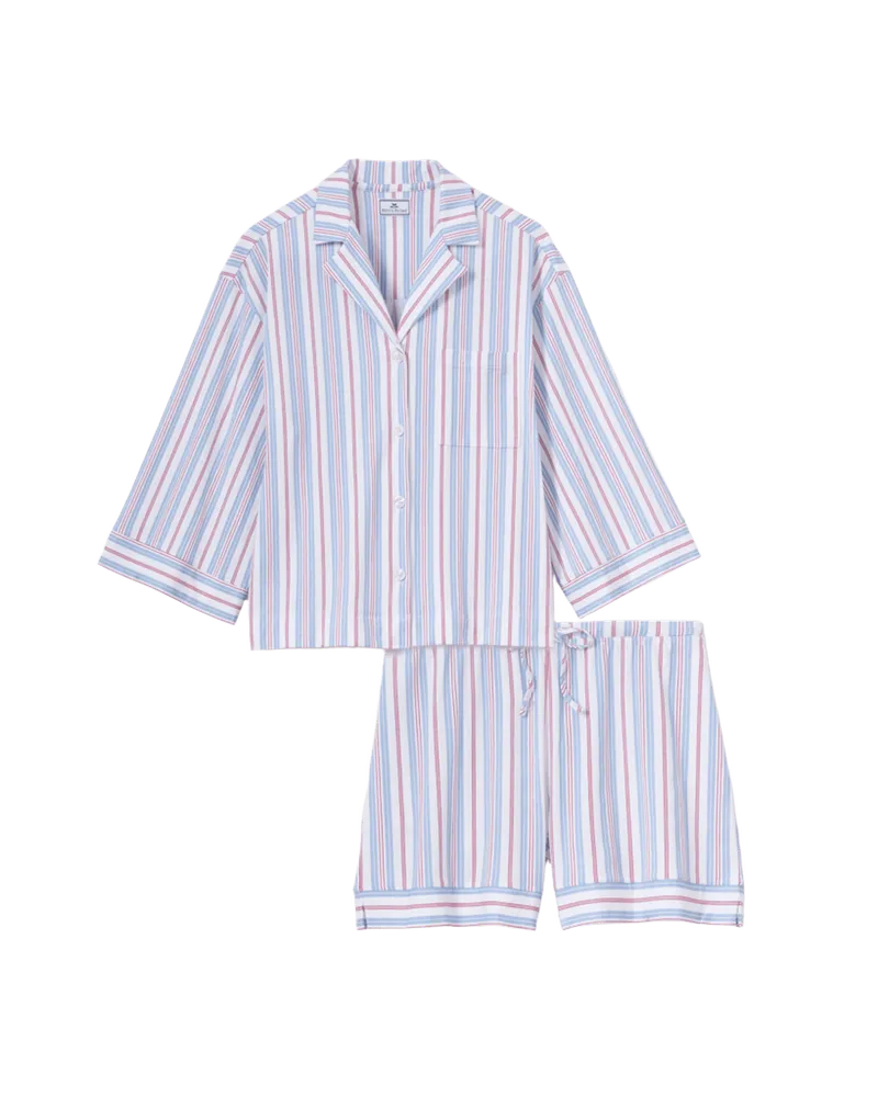 The Olivia Lightweight Pima Short Set in Vintage French Stripes
