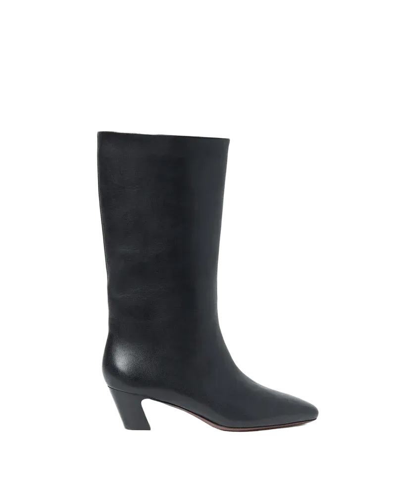 Cleo Black Leather Mid-Calf Boot
