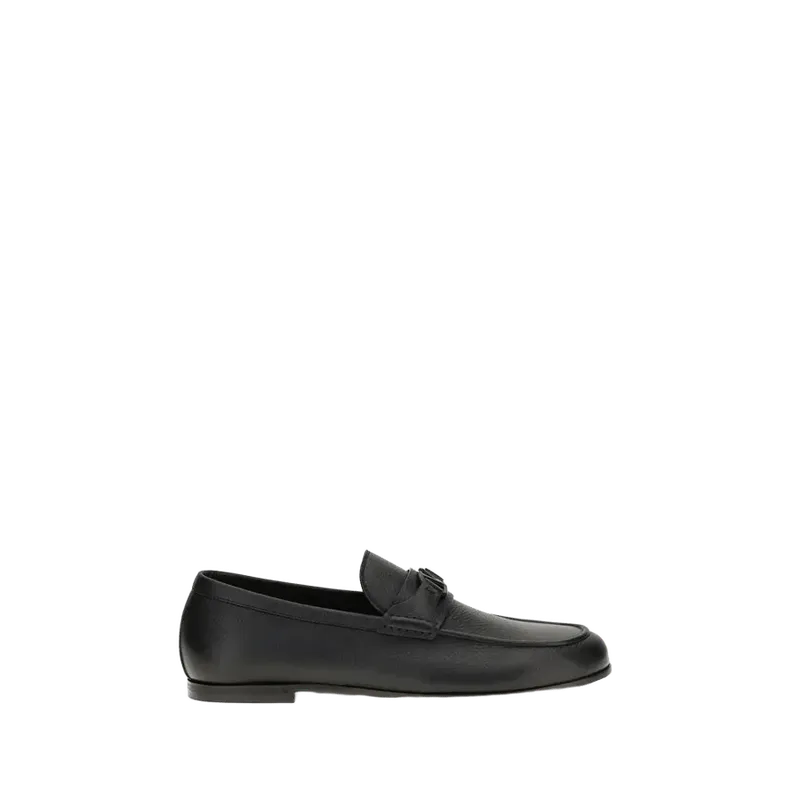 Valentino Garavani Deer Leather VLogo Loafer — Black