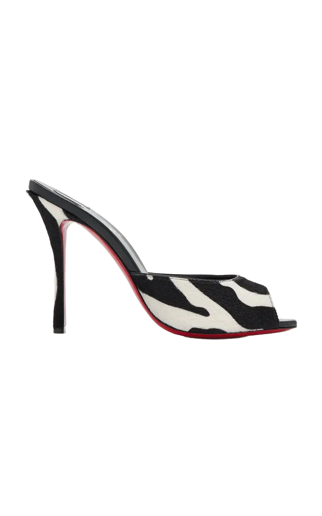 Me Dolly 100mm Zebra Pony Hair Mules