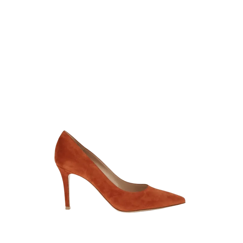 Gianvito Rossi Suede Stiletto Pump — Red