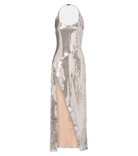 Sequined halterneck midi dress