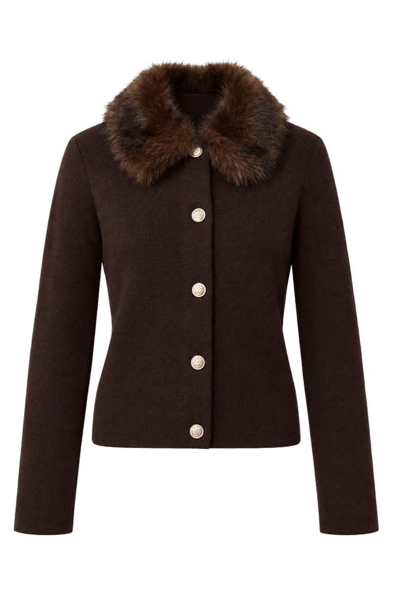 Faux Fur Collar Sweater Jacket
