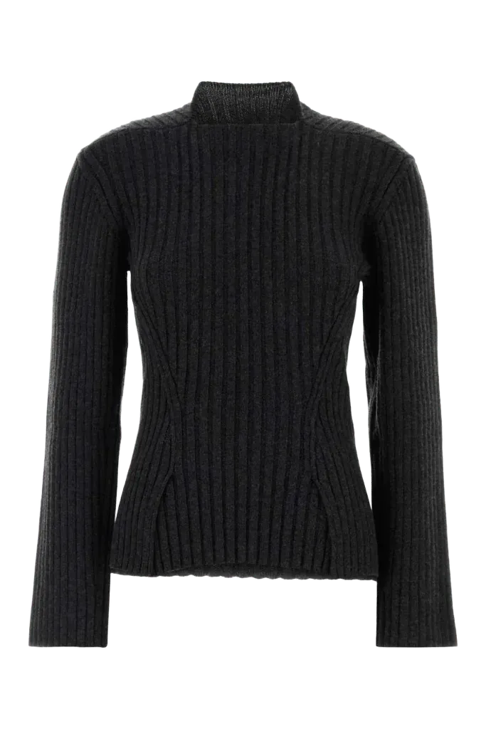 Victoria Beckham Ribbed Wool-Cashmere Sweater — Black