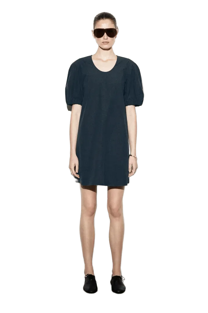 PUFF-SLEEVE COTTON MINI DRESS