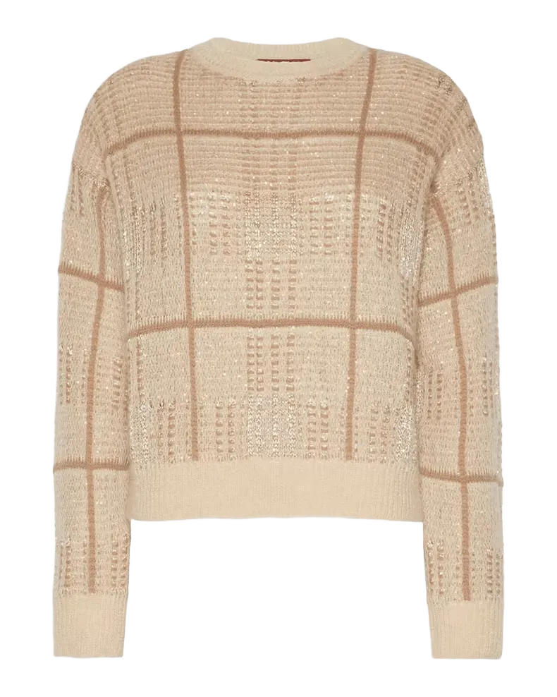 Sequin Plaid Knit Sweater