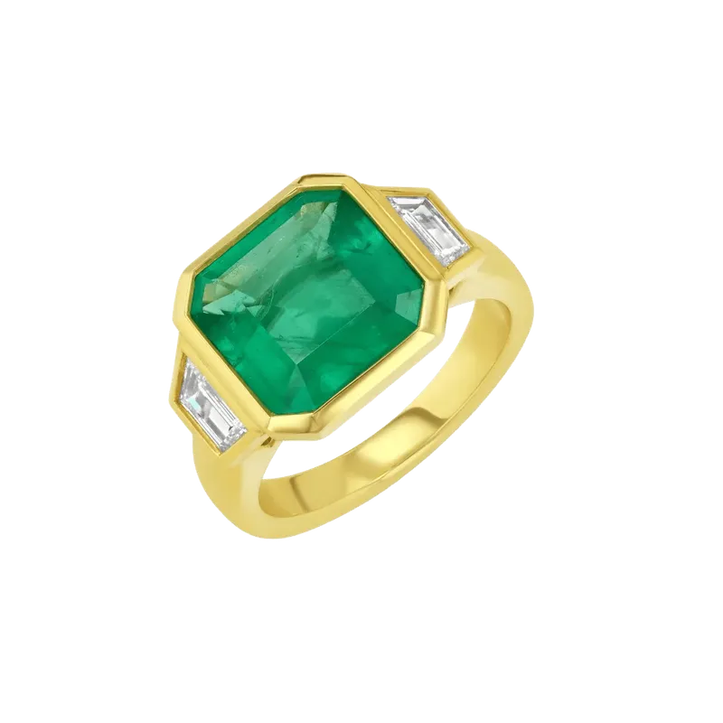 3.49ct Zambian Emerald & Diamond Engagement Ring
