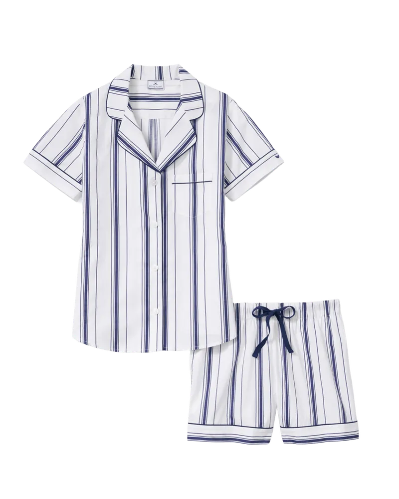 Women's Poplin Short Sleeve Short Set in Parlor Stripe