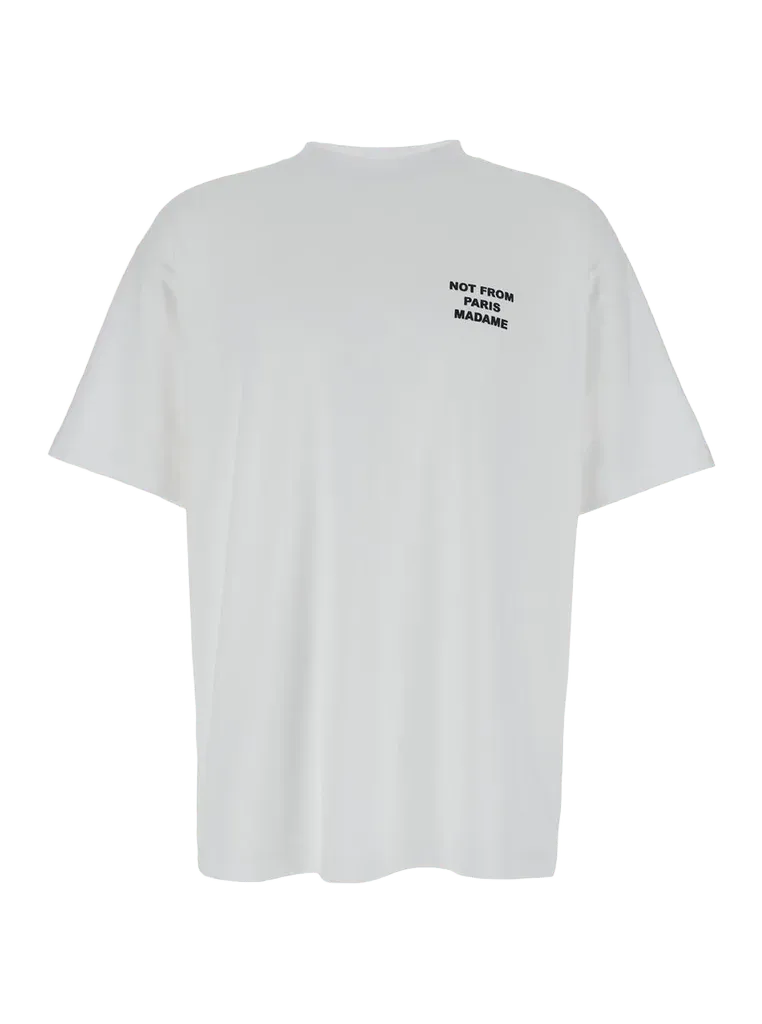 DrôLe De Monsieur Slogan-Print Cotton T-Shirt — White