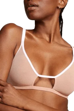 Sieve Cutout Bra in Buff + White