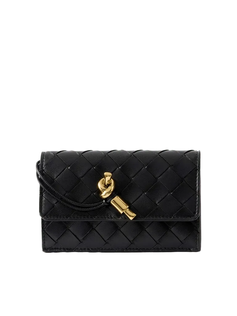 Andiamo Knot-detailed Intrecciato leather wallet