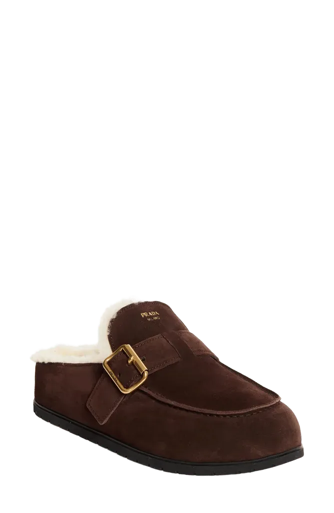 Genuine Shearling Buckle Mule