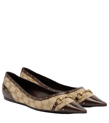 Savoy Horsebit GG canvas ballet flats