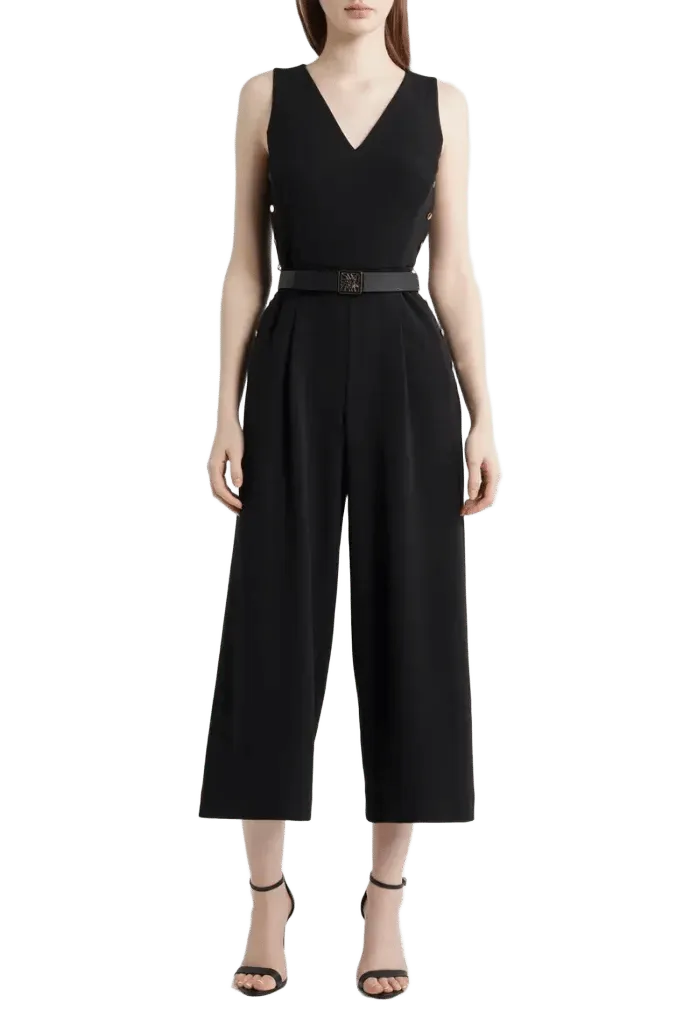 Side Button Cool Crepe Culotte Jumpsuit