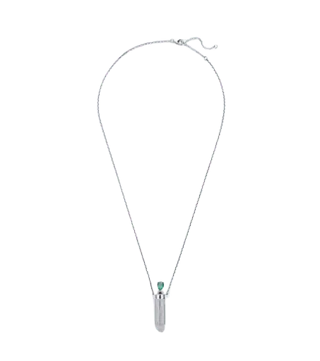 Petit Vase Berlingot and Bouchon 9kt white gold pendant necklace with emerald and diamond