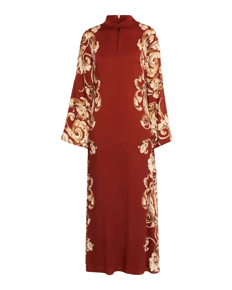 The Analeia Scrollwork Mock-Neck Maxi Dress
