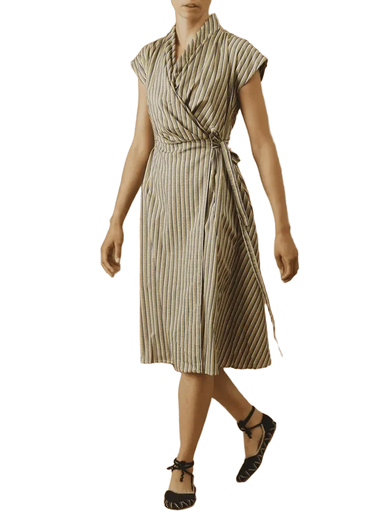 Isolde Midi Dress - Caviar stripes - yellow