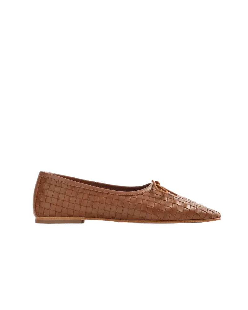 Italian Leather Handwoven Square Toe Ballet Flat