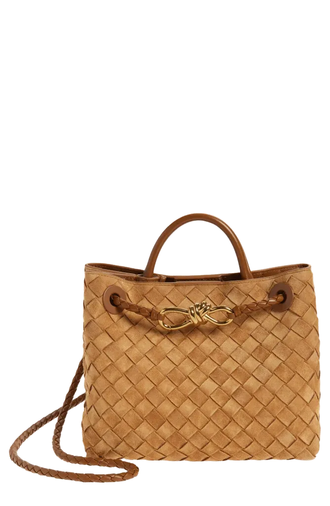 Small Andiamo Intrecciato Suede Shoulder Bag
