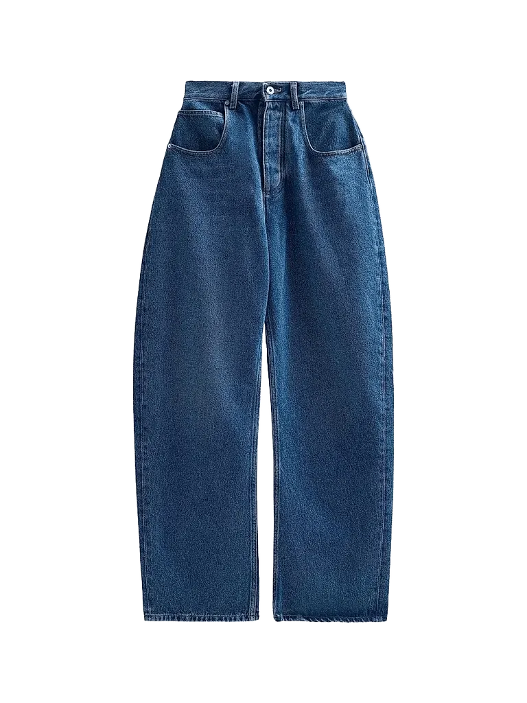 High-Rise Barrel-Leg Cotton Jeans