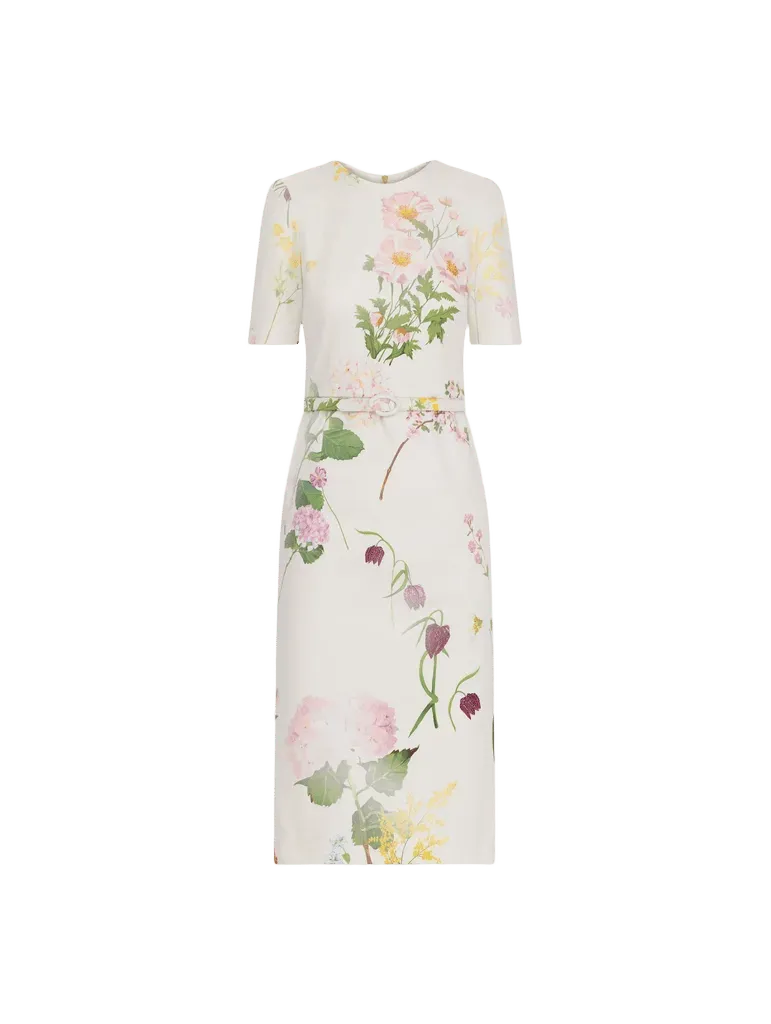 Faded Mixed Botanical Denim Dress