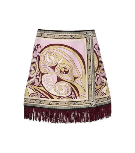Kells fringed silk twill miniskirt