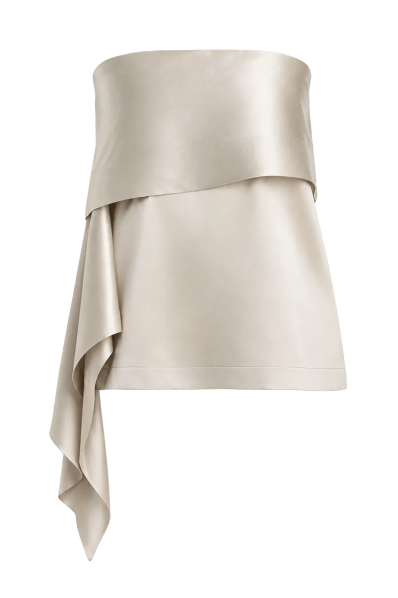 Rosario Draped Silk Strapless Top
