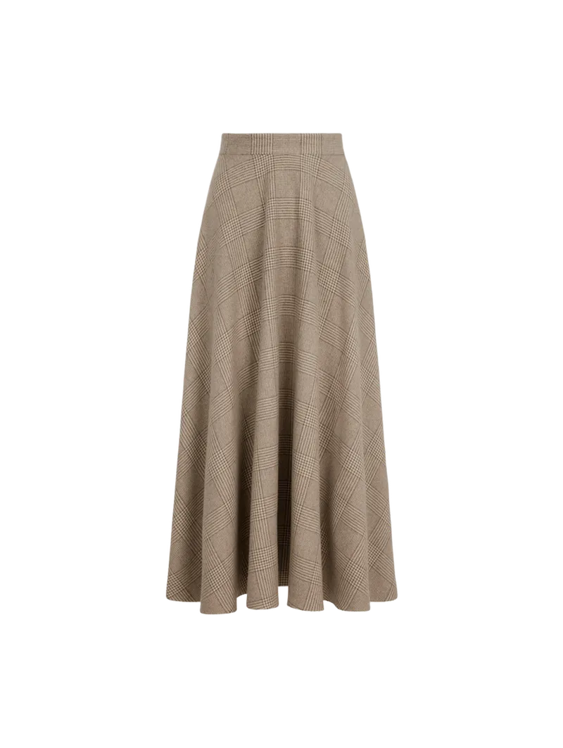 Plaid Cashmere-Blend Skirt