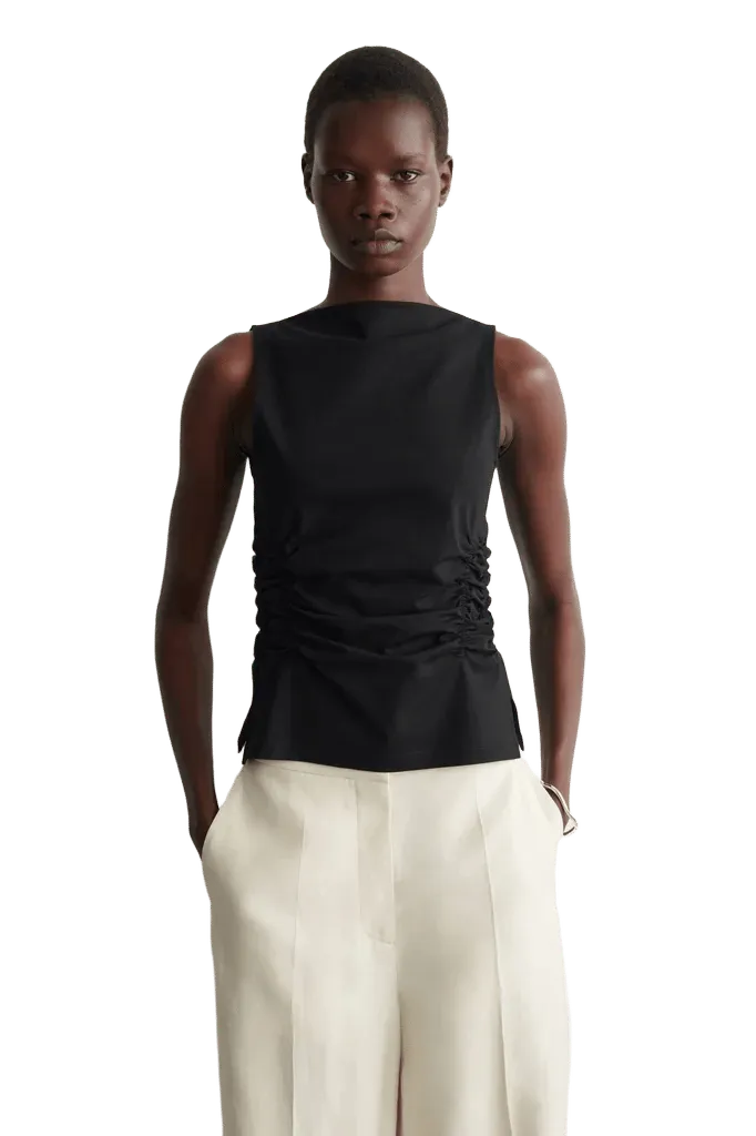 RUCHED-WAIST COTTON-JERSEY TANK TOP