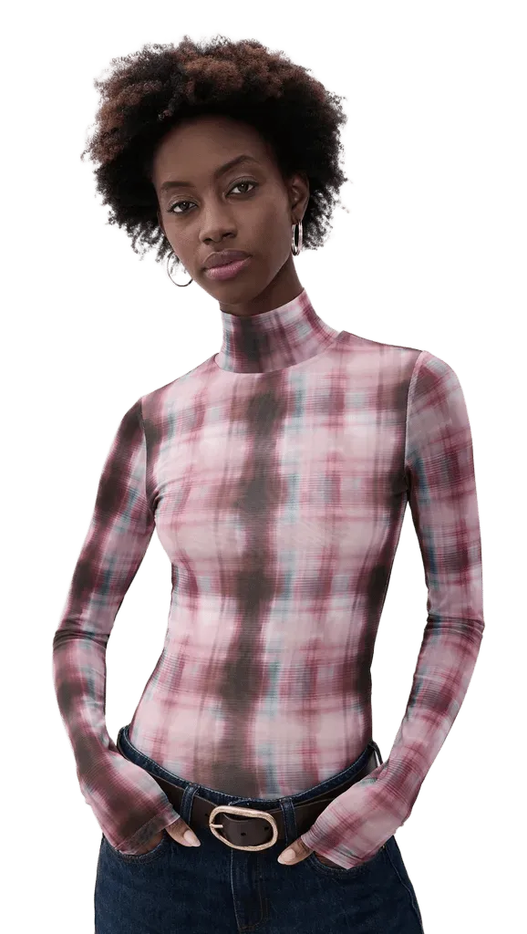 Yana Mock Neck Mesh Top