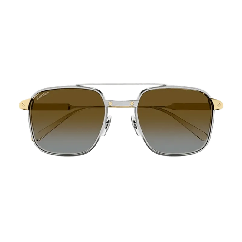 Cartier Eyewear CT0610S003 Rectangle Bar Sunglasses — Silver