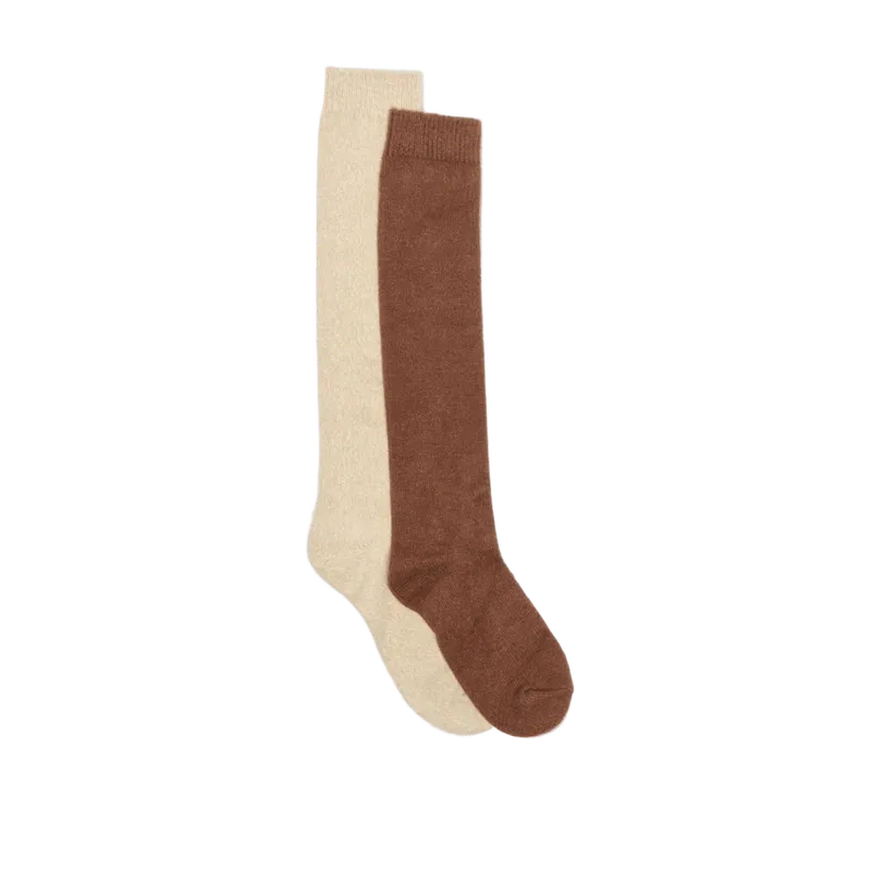2 Pack Chunky Knee High Socks Taupe Multi