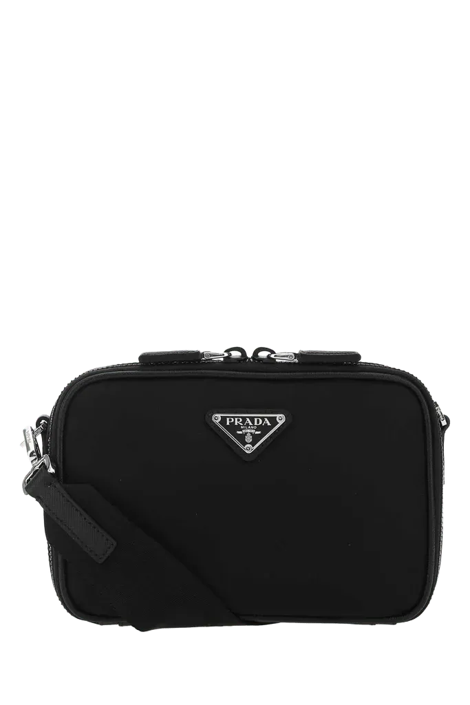 Prada Leather and Nylon Crossbody Bag — Black