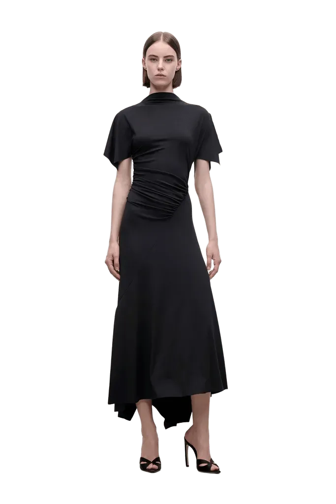 Blousey Midi Dress In Black