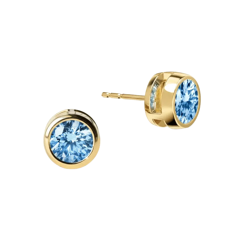 Jamestown Aquamarine Stud Earrings in 14k Gold (March)