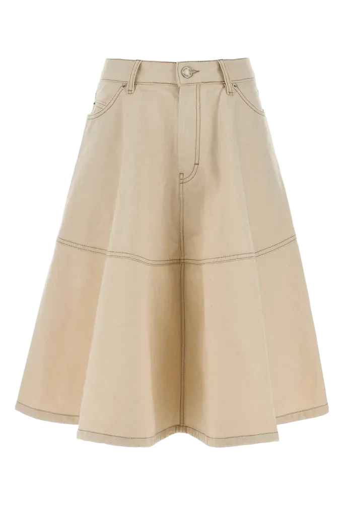 AMI Paris Midi Skirt — Beige