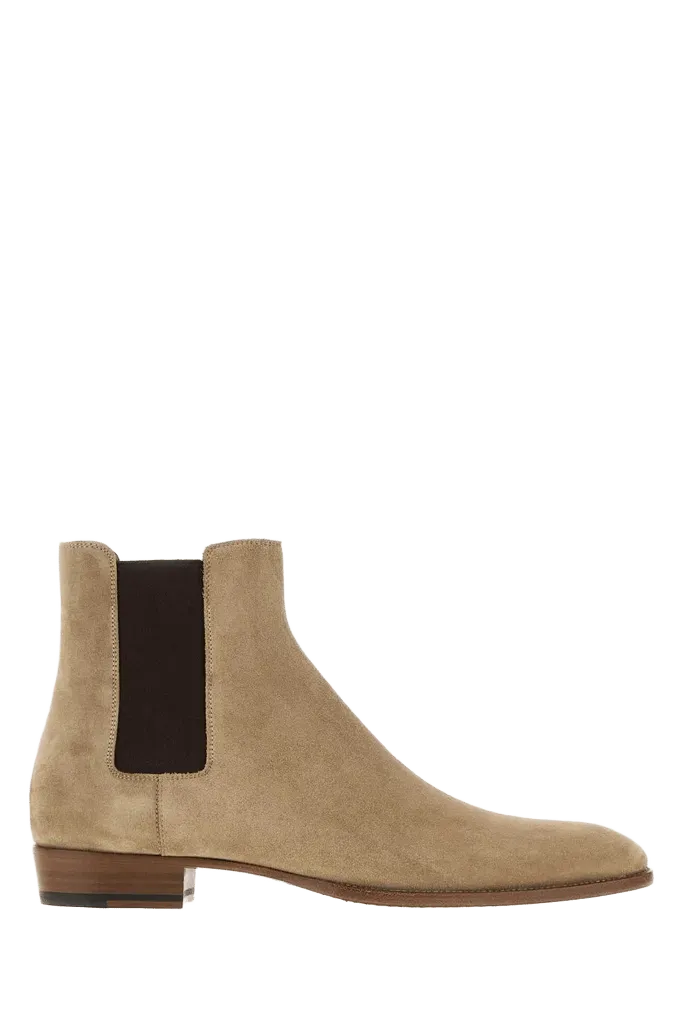 Saint Laurent Suede Chelsea Chelsea Boot — Beige