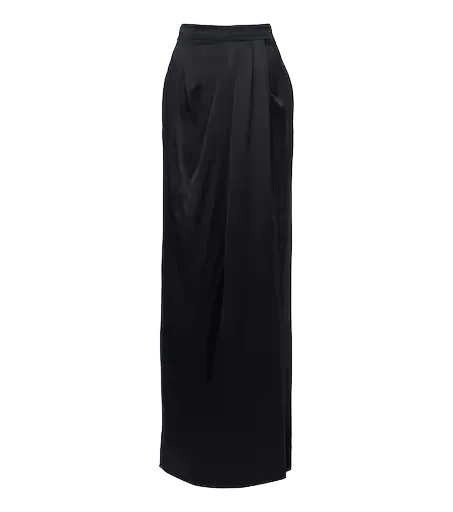 Draped silk maxi skirt