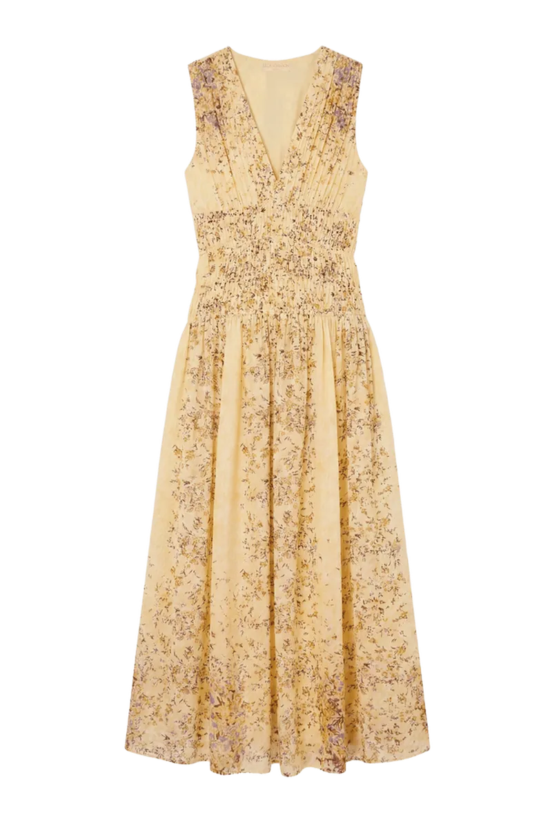 Sylvie Sleeveless Silk Dress - Forsythia
