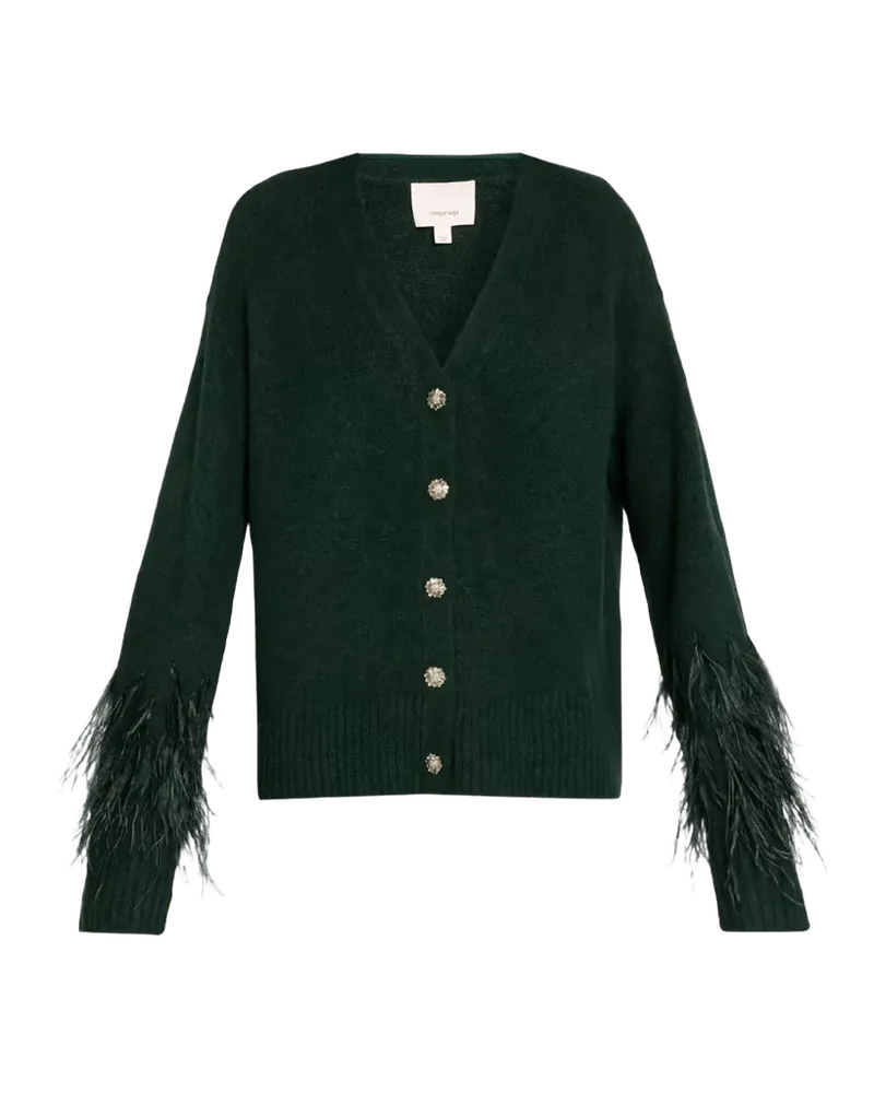 Briana Feather-Cuff Knit Cardigan