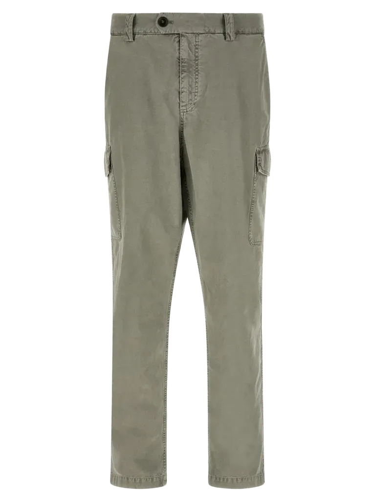 Brunello Cucinelli Garment-Dyed Cotton Cargo Pants — Green