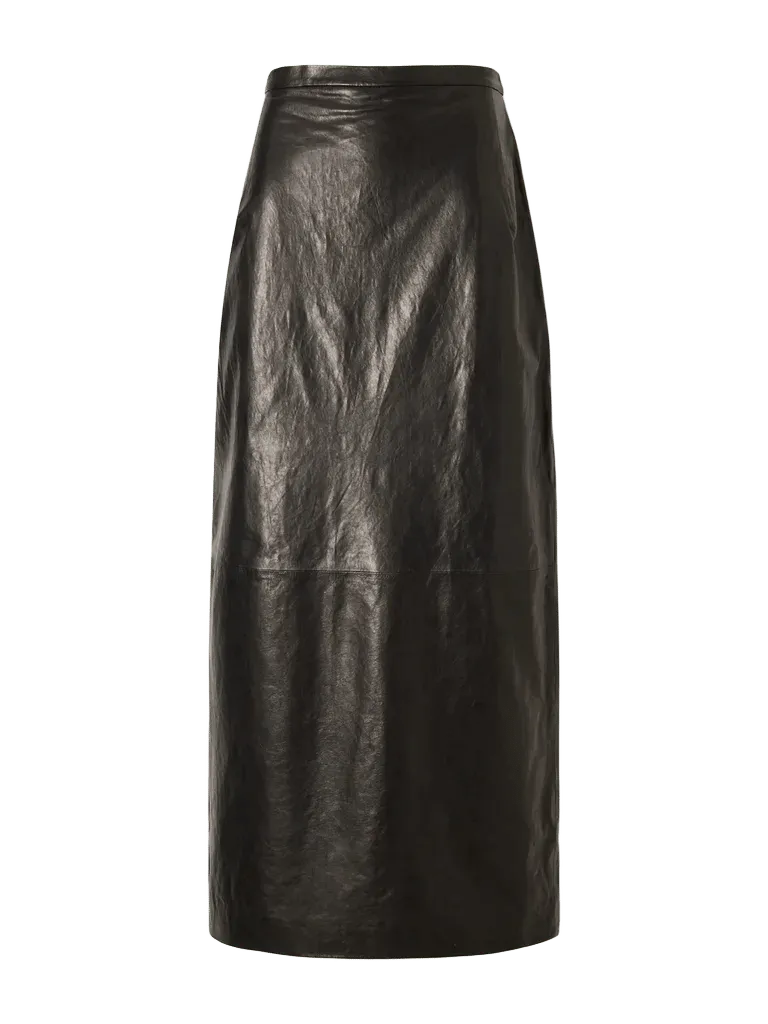 Leather midi skirt