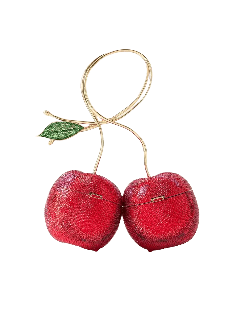 Cherries crystal-embellished gold-tone clutch - red - One Size