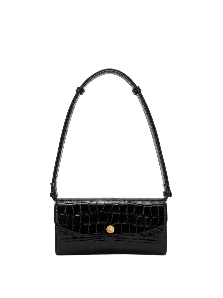 Croc-Embossed Crossbody Wallet